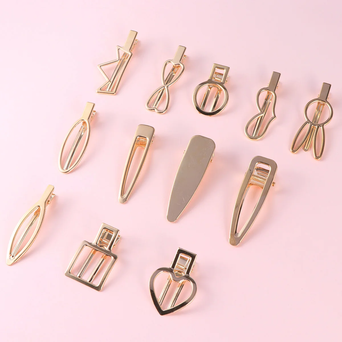 

12 Pcs Hollow Duckbill Clip Elegant Metal Hair Barrettes Fashion Women Girl Hairpins Wedding Party Daily Use Durable Long