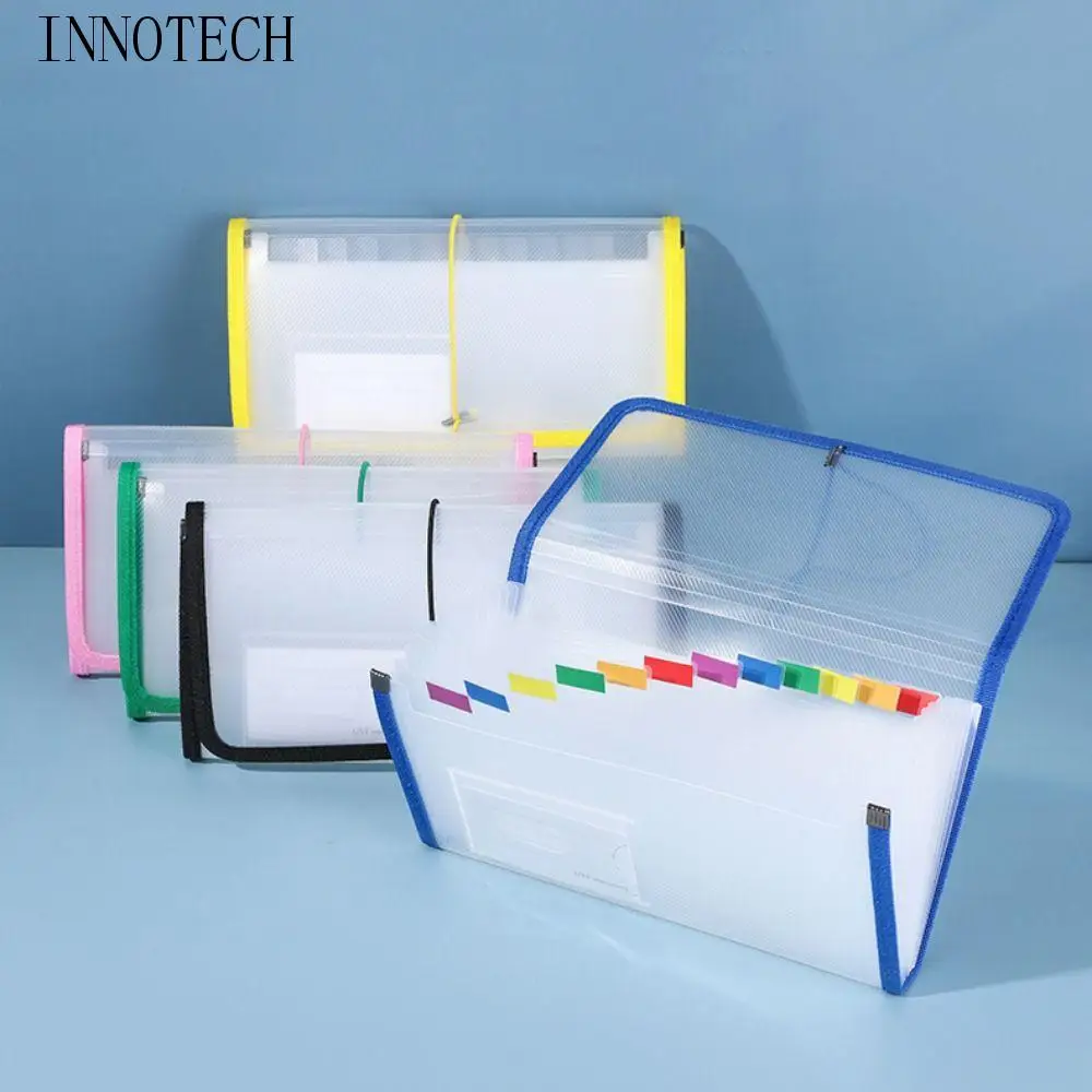 

13Pockets Receipt Storage Bag Colored Labels Transparent PP Expanding File Folder Waterproof Large Capacity