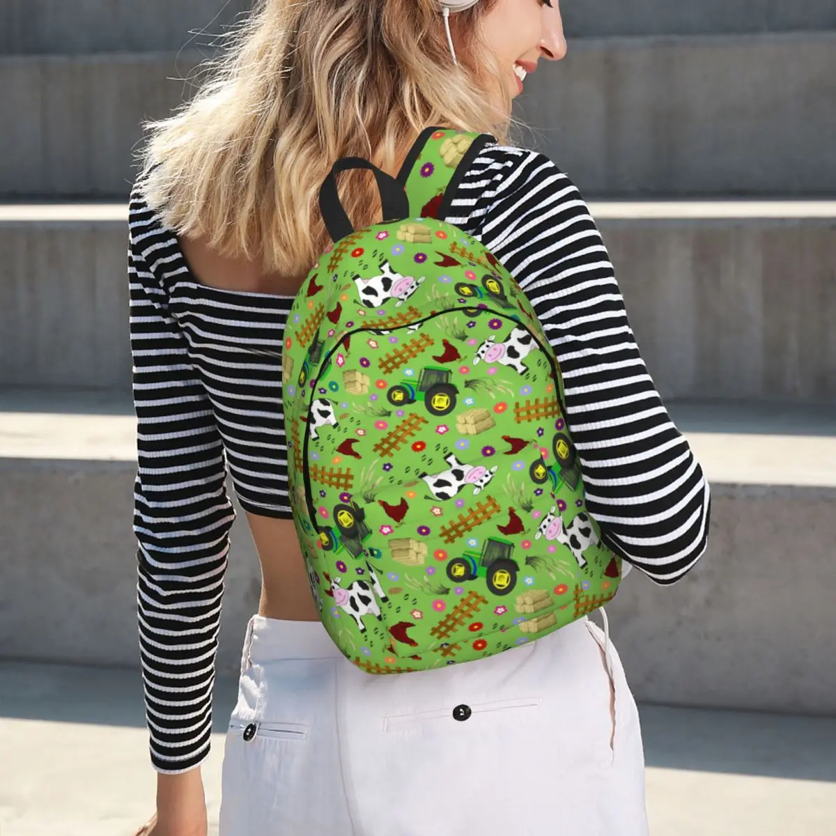 Farmyard Cow And Tractor Backpack Hot Sale Daypack Large Capacity Kids BookBag School Bag Shoulder Bags for Men Women