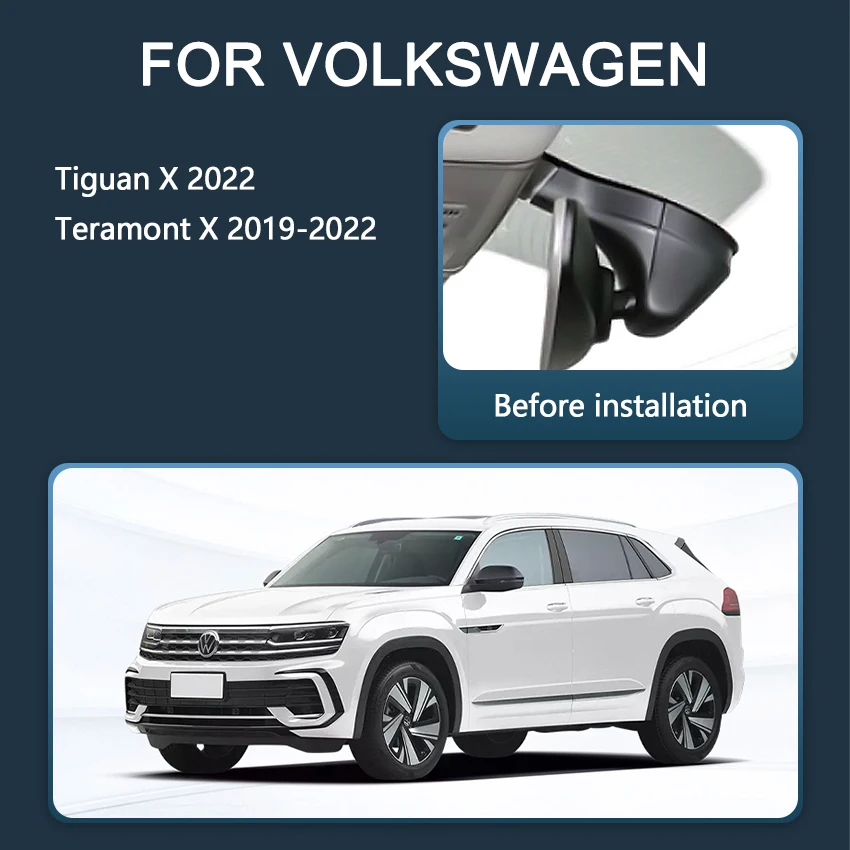 Car DVR 4K 2160p Video Recorder Plug and play Dash Cam HD Camera For Volkswagen VW Tiguan X 2022 Teramont X 2019-2022 DashCam