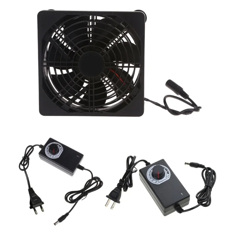 

110V 220V 3-12V Powered Computer Fan 12CM Air Blower for Modem Box Receiver DVR Cooling Radiator