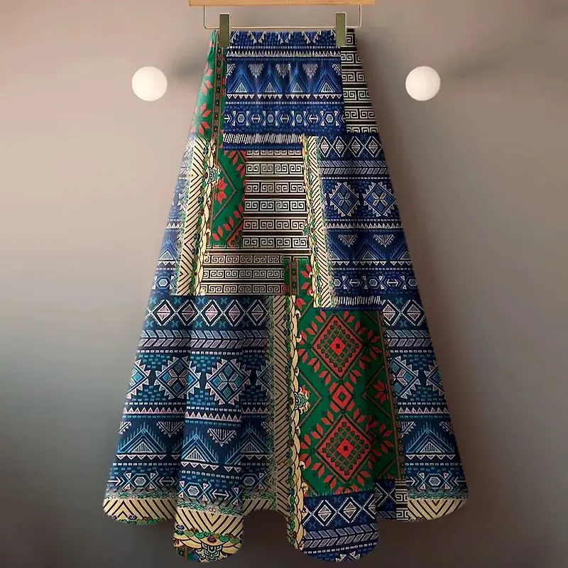

2026 The new foreign-style printing is beautiful, and the big swing skirt is thin and drape, covering the meat.