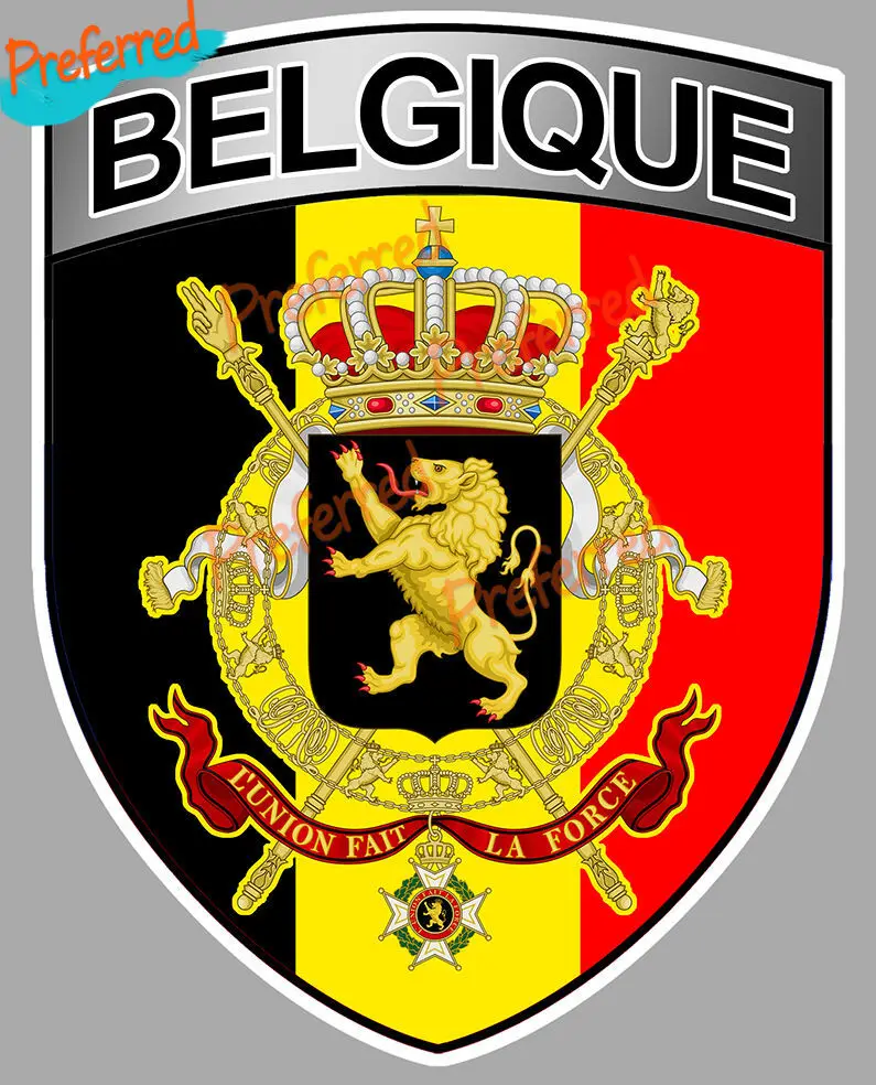 Belgium Flag Crest Shield Arms 10cm Decal Sticker for Your All Cars Racing Laptop Motorcycle Helmet Trunk Toolbox Surf Camper