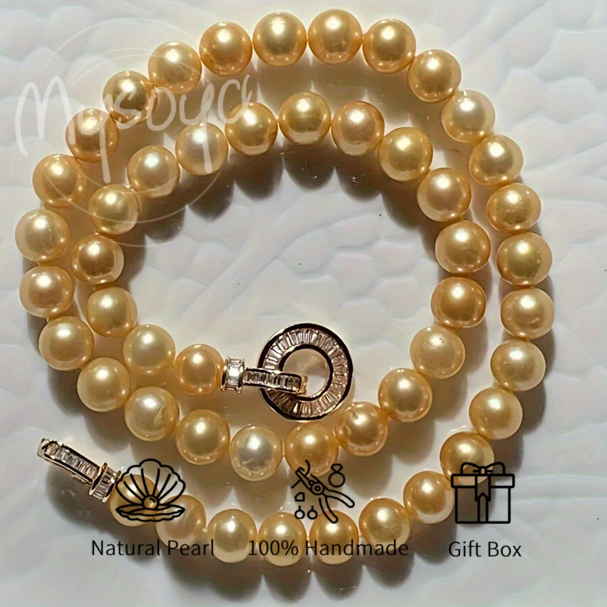 

MYSOYA 7-8 8-9 мм натуральный жемчуг Южного моря ожерелье для женщин и мужчин подарочная коробка ручной работы DIY ювелирные изделия подарок на день рождения и свадьбу