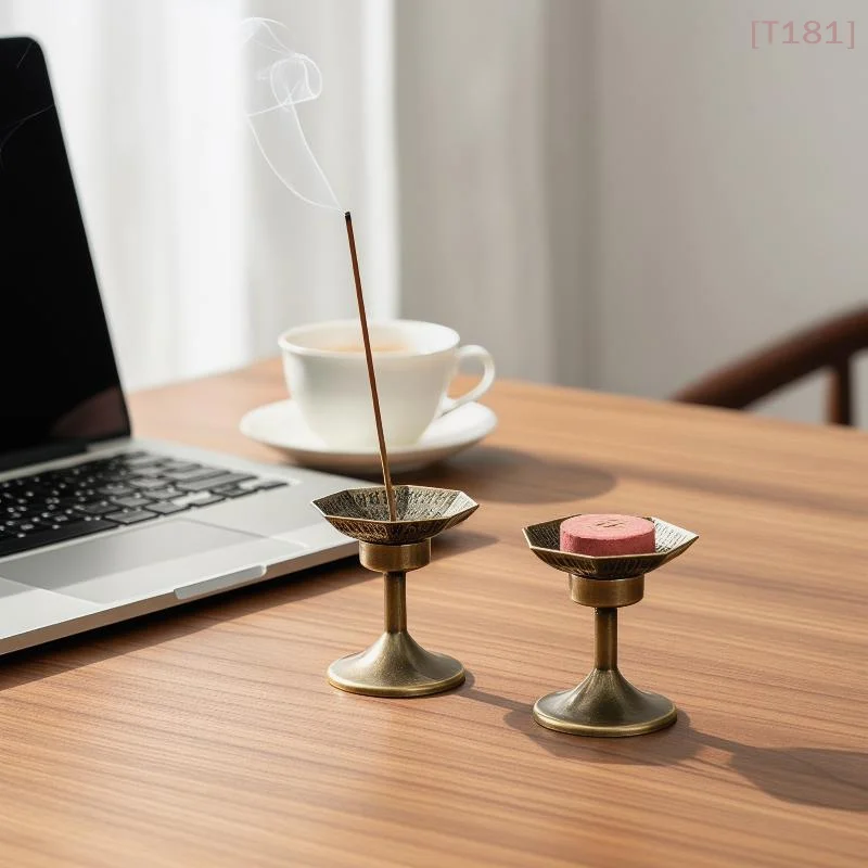 [E] Split-type Alloy Incense Holder High-footed 9-Holes Sandalwood Incense Burner Stable Aromatherapy Stove Home Decoration