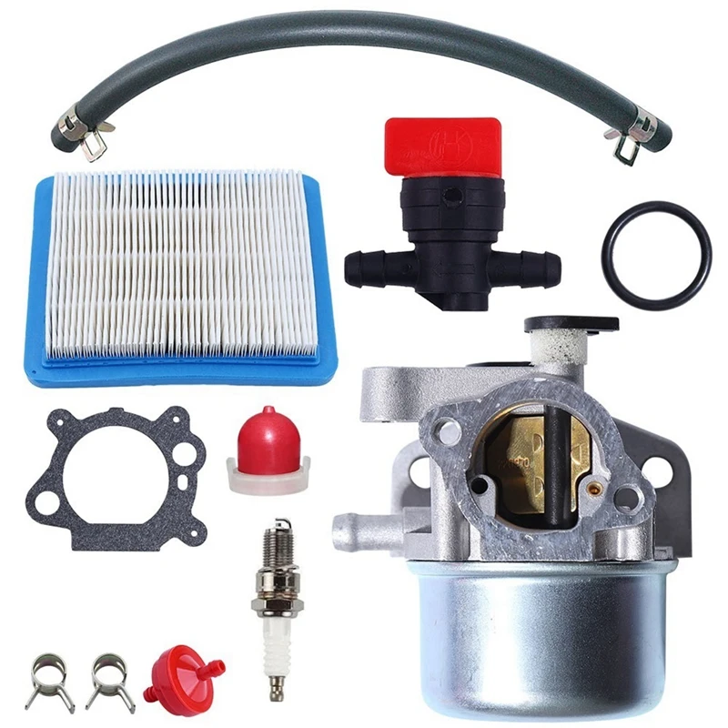 PZHI Carburetor Combo Kit Mechanical Carburetor with Air Filter, for Spark Plug, Fuel Hose for Briggs & Stratton 799866 790845