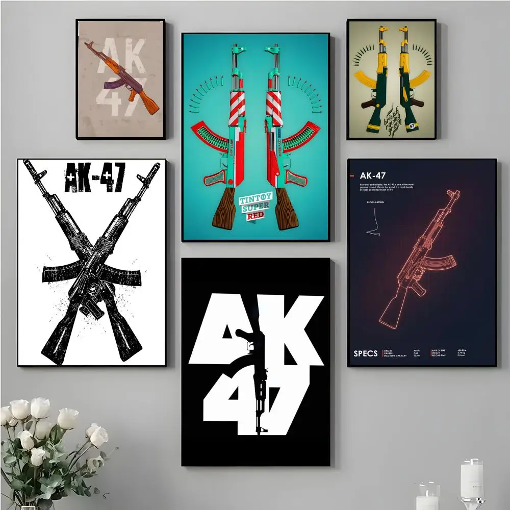 Tactical Powerful C-Cool Classic Rifle A-AK-47 Poster High-definition stickers ideal gifts for living rooms hallways