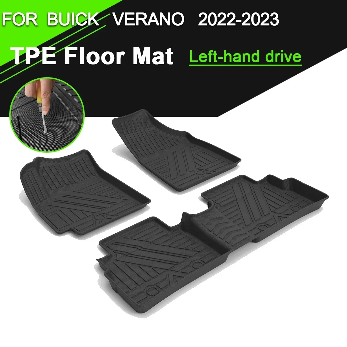 Car Floor Mat TPE Rubber Waterproof Non-Slip Fully Surrounded Refit Left Hand Drive Car Accessories for Buick Verano 2022-2023