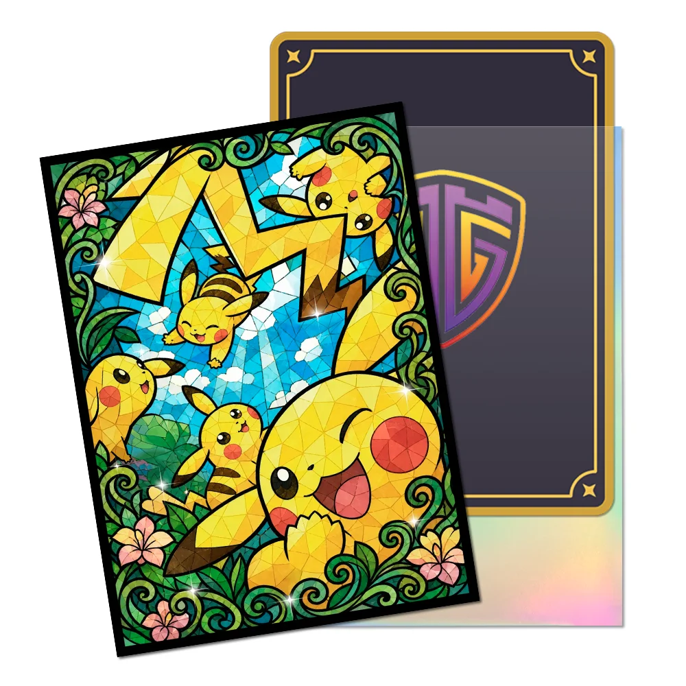 60 PCS Standard Size Holo Pikachu Anime Card Sleeves Toploading Trading Card Protector for MTG/PTCG Sports Cards Board Games view 5