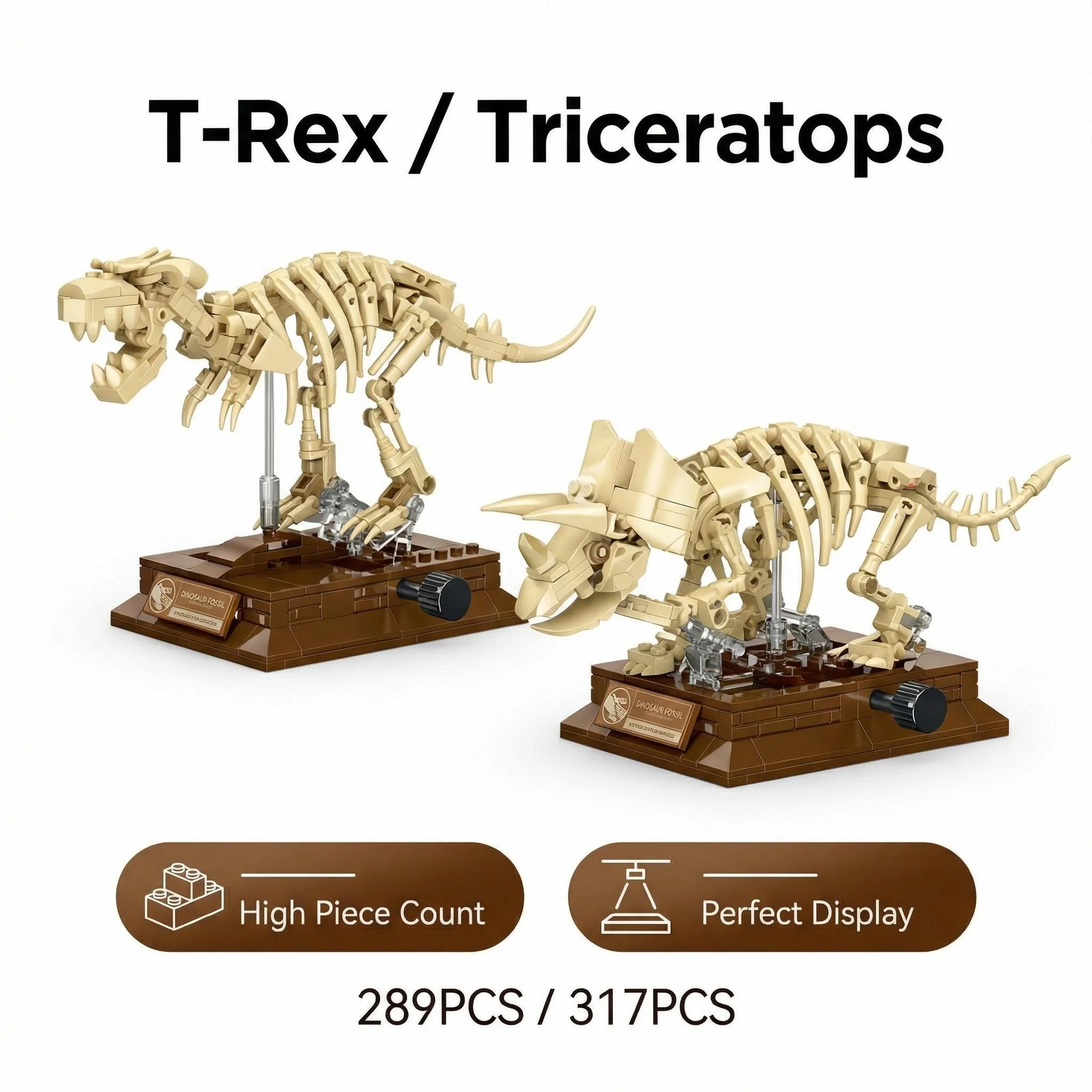 

T-Rex Dinosaur Skeleton Fossil Building Blocks STEM Construction Toy Set Gift for Kids Boys Jurassic Collection Model Kit