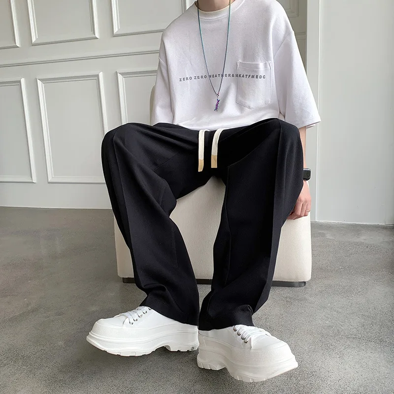 2023 Summer New Fashion Straight Trousers Men's Casual Pants Thin Section Wide-leg Pants Boutique Clothing Simple Style