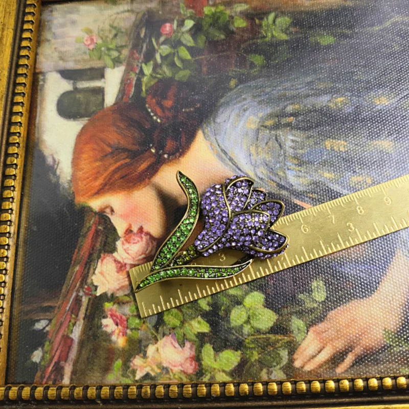 Vintage Medieval Baroque Design Luxury Full Rhinestone  Brooch Pin Tulip Rainbow Flowers Eagle Bird Rose Corsage Gorgeous Gift