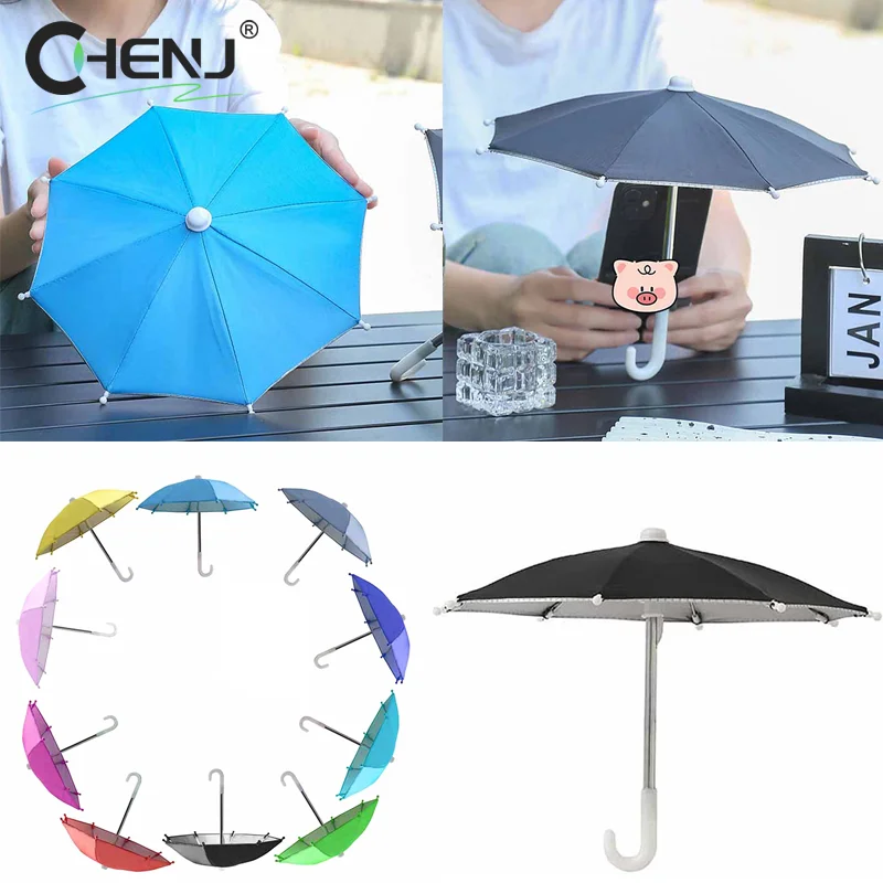 1pcs Portable Universal Mini Phone Umbrella Stand Outdoor Riding Waterproof Sunshade Mobile Phones Umbrella Bracket Holder