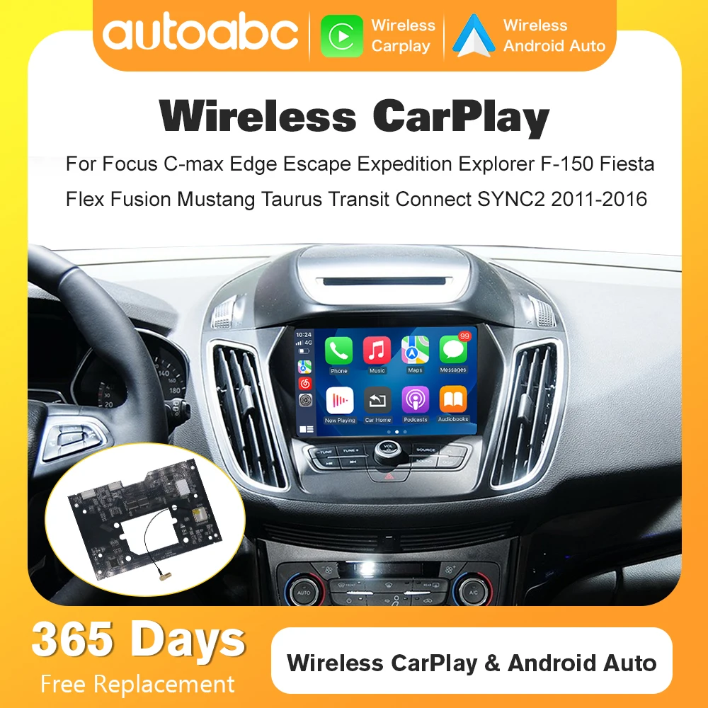 AUTOABC Drahtlose CarPlay Android Auto Für Ford Sync 2 F-150 Expedition Super Duty Verbesserte Zubehör Navigation Decoder Box