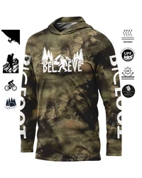 BIGFOOT Men's Long Sleeve Sports Hoodie Camouflage Clothing Fishing Sportswear Fishing Sun Protection Clothing UV Plus Size