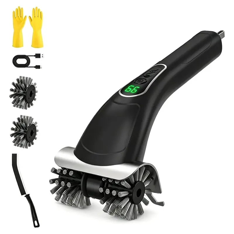 ABRU-For Outdoor Barbecue Grates Cleaning Rechargeable BBQ Grill Cleaner Long Handle Grill Brush
