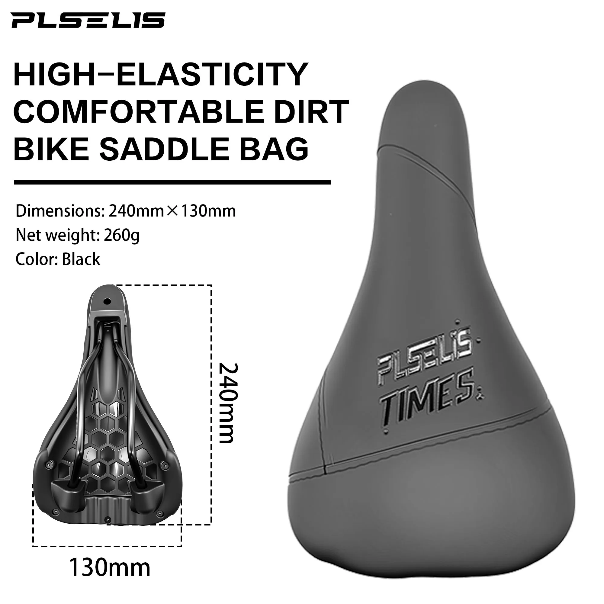 PLSELIS Mountain Bike Seat Bag Soft Comfortable Slope Bicycle Accessories Weighing 260g Lightweight Riding EquipmentPS--2003