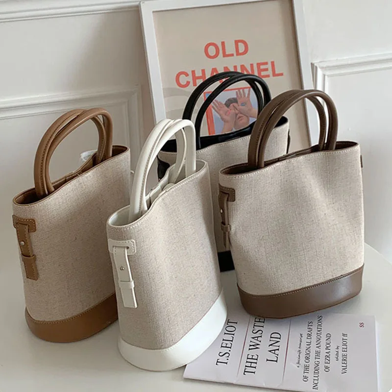 

2022 Versatile Women's Fashion Crossbody Tote Bucket Bag Large Capacity Korean Tote Canvas Bag