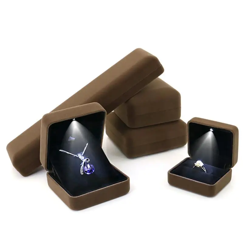 LED Jewelry Box For Ring Necklace Engagement Ring Display Gift Case Packaging Showcase Boxes With Light Storage Cases Wholesale