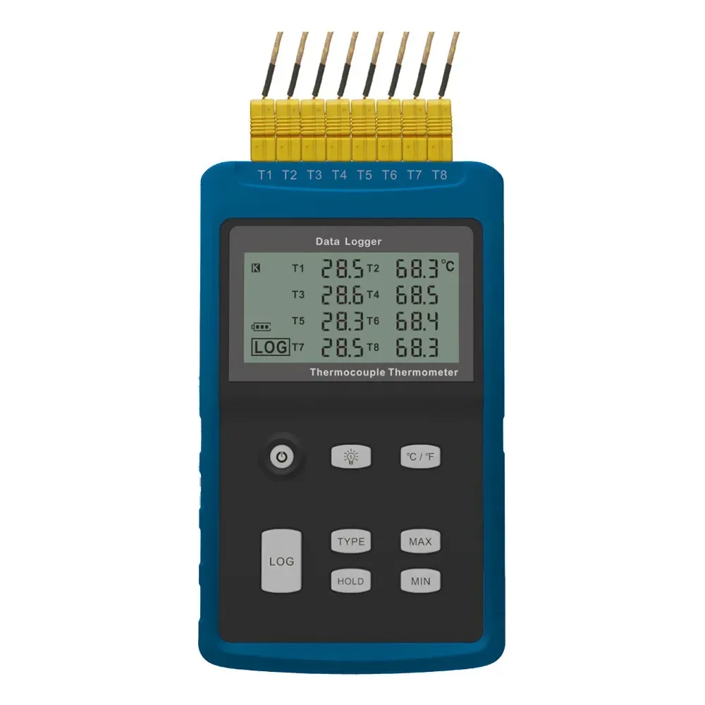 DTM-T8   8 channel  Type  K,J,E,T,R,S,N,B   multiple input usb recorder thermometer