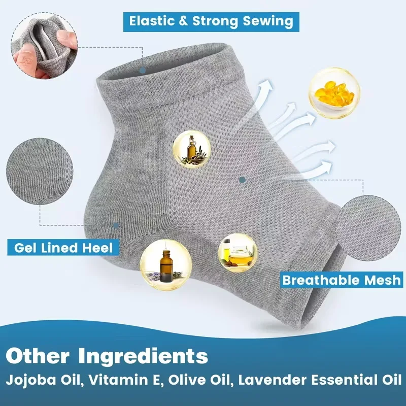 1 paar Silikon Feuchtigkeitsspendende Gel Ferse Socken Wiederverwendbare Anti Rissige Rissige Fuß Glatte Hautpflege Peeling Fuß Schutz Werkzeuge – Detail 3
