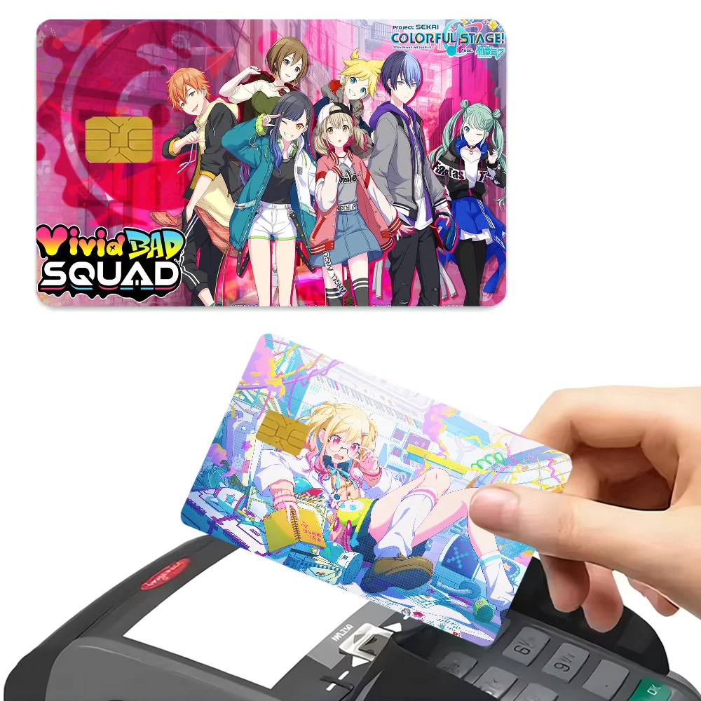 P-Project S-Sekai Anime Cartoon Bear Skin Sticker Film Tape Case For Big Credit Debit Card Front Side
