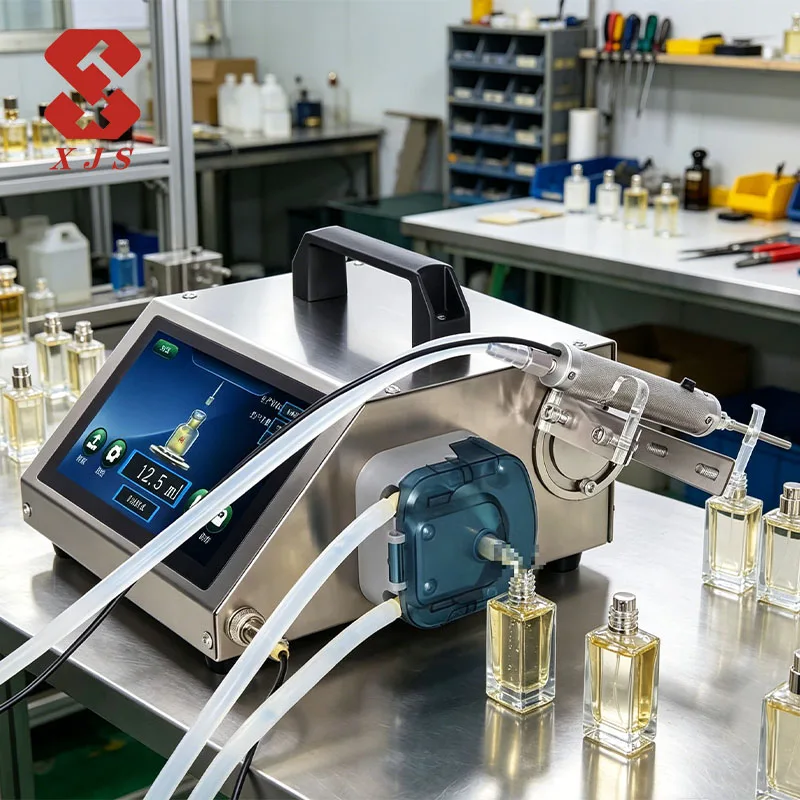 HD1360 Small Bottle Filling Machine for Narrow Mouth Containers Three Trigger Modes Manual Automatic Interval Jog Filling