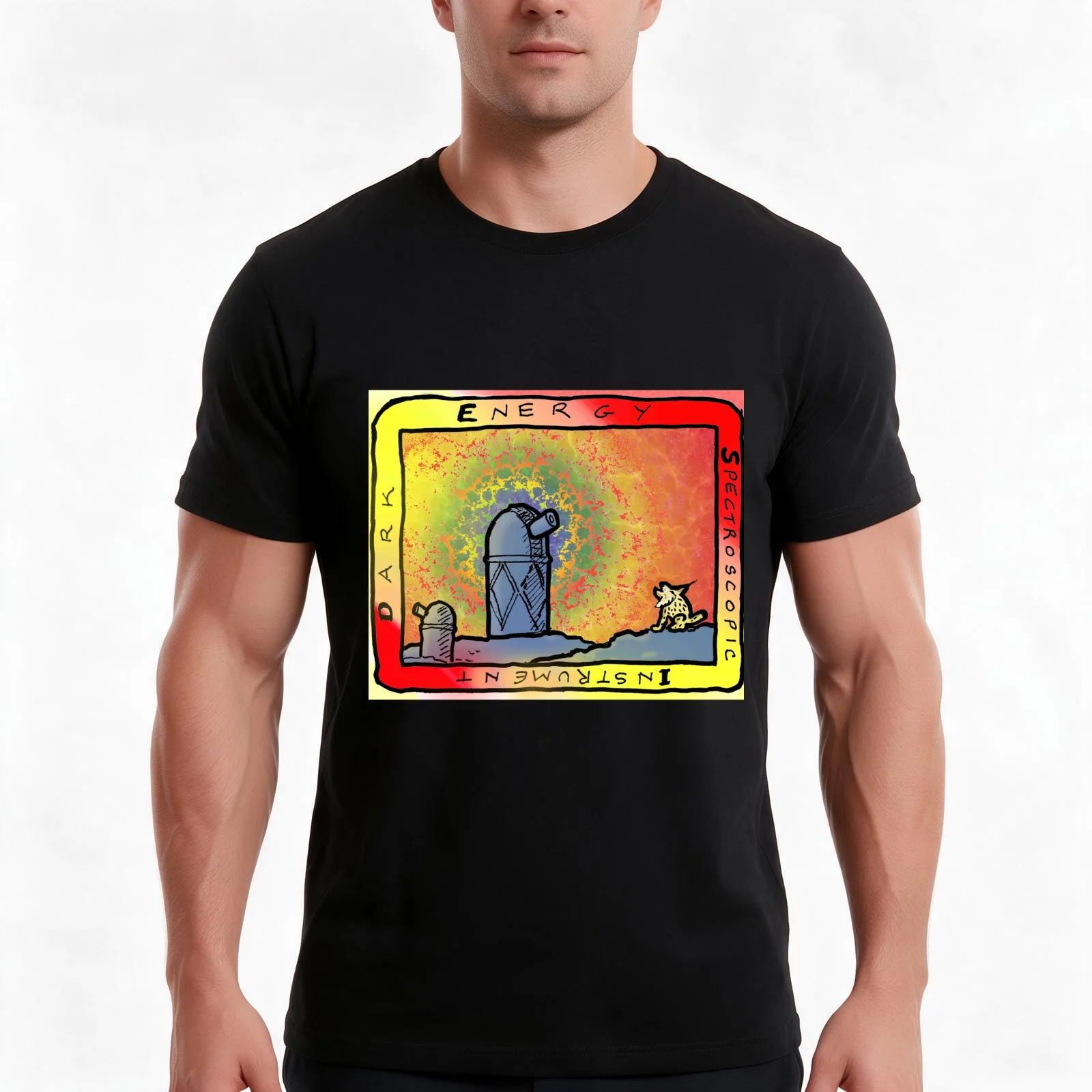 Dark Energy Spectroscopic Instrument (DESI) Logo T-Shirt, Summer Casual Cotton Tee, Oversized Streetwear Tops, Unisex Men Women
