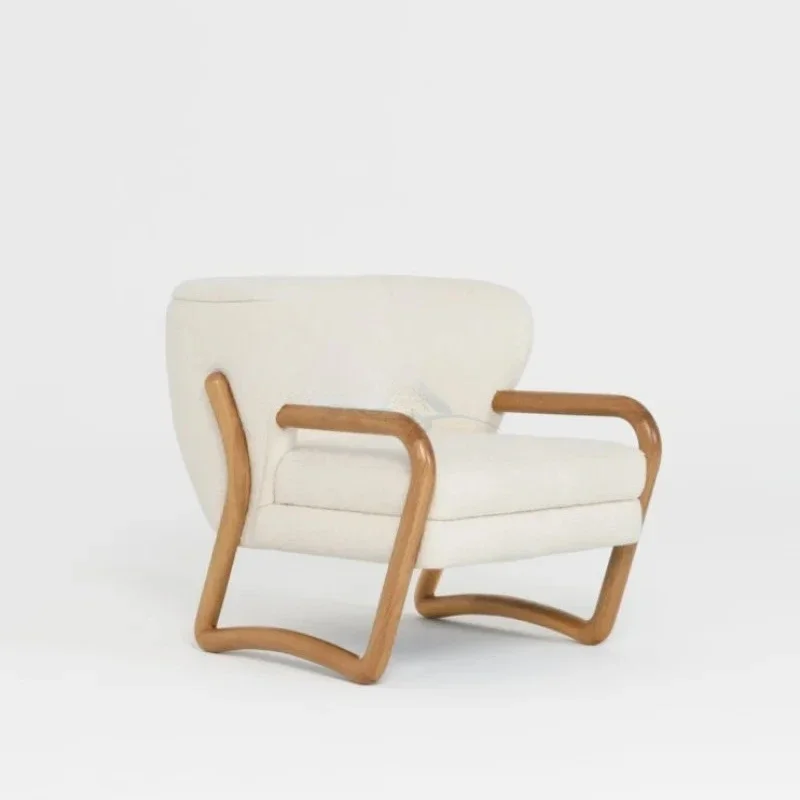 الشمال بسيط النسيج صف مستقيم الخشب الصلب ثلاثة مقاعد أريكة مصمم B & B كرسي الاستقبال بيت الشاي #1