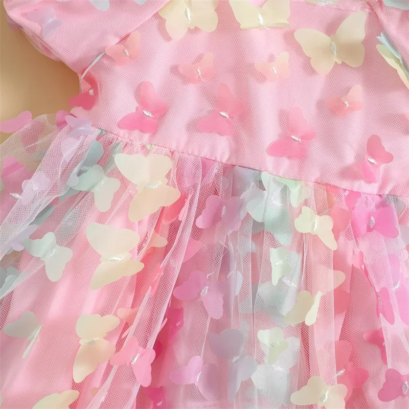 Toddler Baby Girl Princess Butterfly Wings Fairy Dress Sleeveless Strap Pleated A-Line Layered Tulle Tutu Dresses