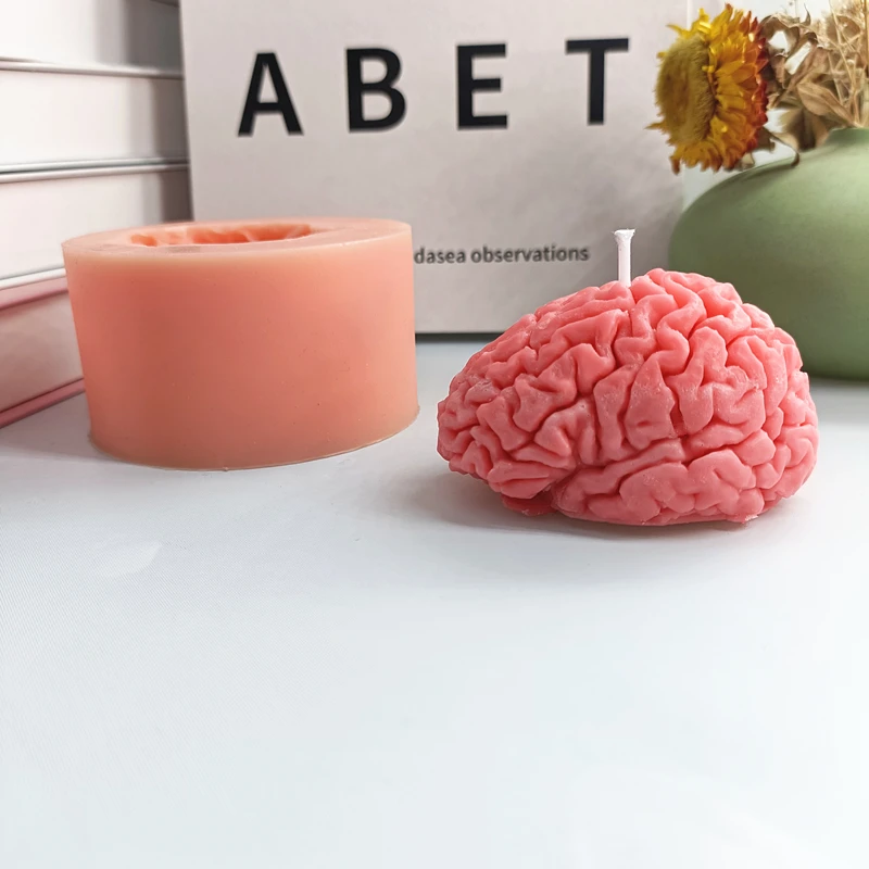 Candle Silicone Molds Artificial Human Brain 3D Resin Epoxy Organ Mould For Halloween Party Cake Decoration DIY Gift  Moulds