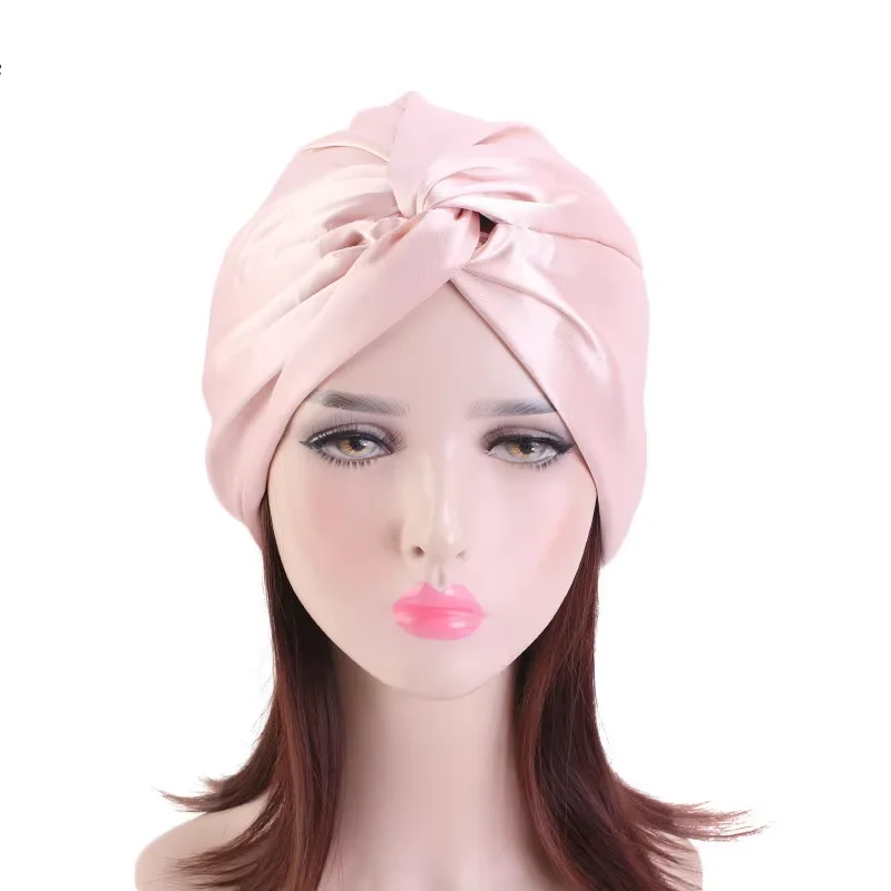 100 Mulberry Silk Turban Bonnets For Women Twisted Sleeping Night Cap 19 Momme Pure Silk Hair Wrap Cap For Curly Ladies Headwrap