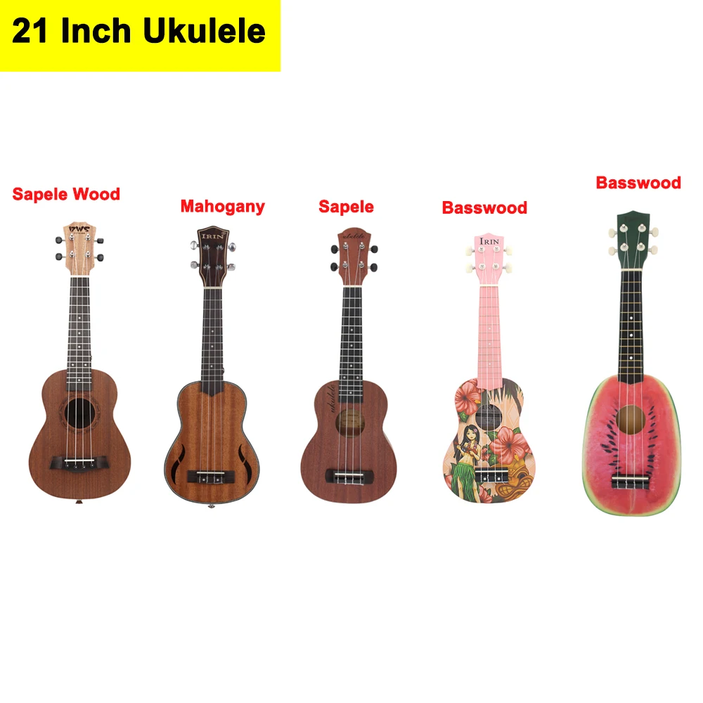 1 PC 21 Inch Soprano Ukulele 12/15 Fret Sapele/Mahogany/Basswood/ Zebra Wood Four Guitar String Musical Instrument