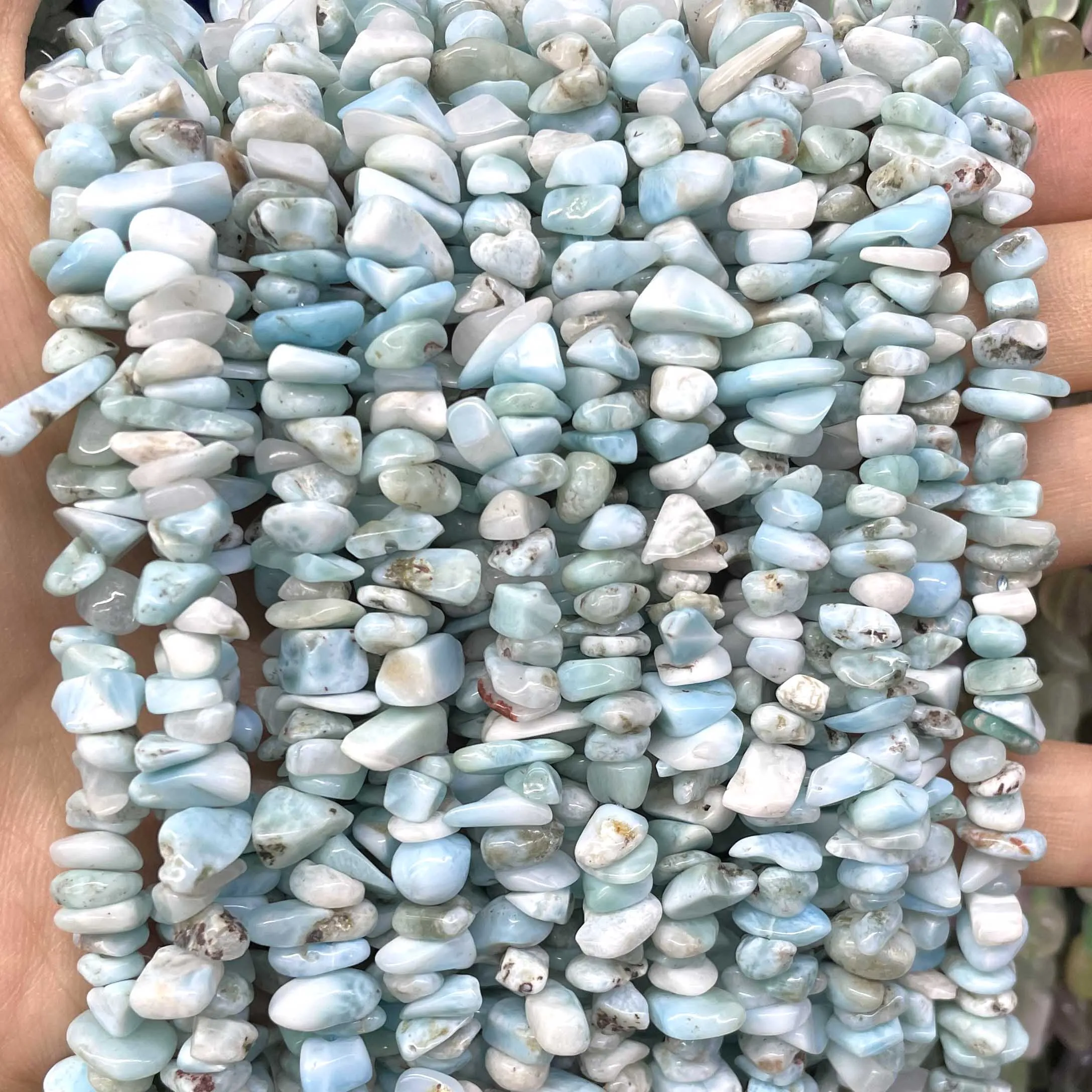 5-8MM přírodní nepravidelný brambůrky modrá larimar freeform štěrk kámen spacer korále pro šperků vytváření DIY náramek příslušenství