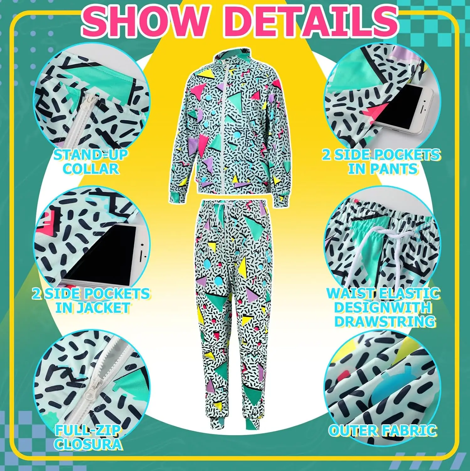 ملابس Mepase Retro 80s 90s للرجال ملابس رياضية بشريط جانبي ملابس حضرية ملابس غير رسمية بأكمام طويلة 90s بدلة رياضية للركض