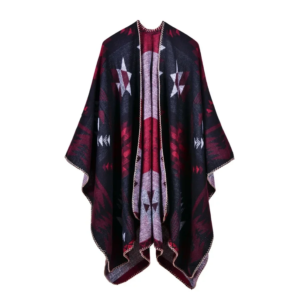 Fashion Women Streetwear Stylish Poncho Winter Warm Coat Cloak Cape Loose Streetwear Cotton Drop Shipping Cardigan Top T540