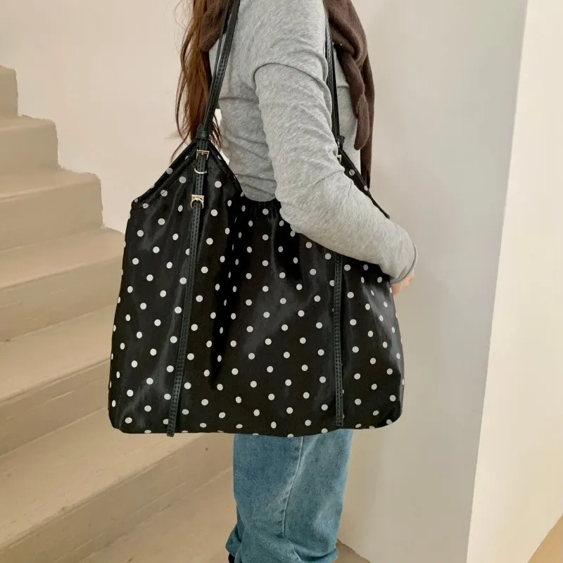 موضة دوت حمل المرأة حقيبة سعة كبيرة حقيبة كتف الحرير عالية الجودة المتسوق المحافظ مصمم حقائب للنساء حقائب التنقل #3