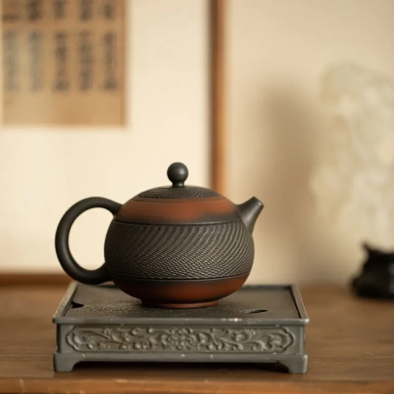 Jianshui Purple Pottery Hand-pulled Teapot Xishi Pot Pure Handmade Jumping Knife TeaSet Kung Fu TeaSet Traditional Festival Gift
