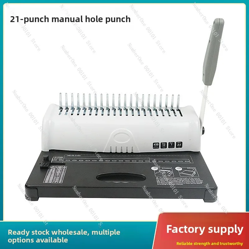 21 Holes Manual Comb Binding Machine Small Rubber Ring Clip Puncher For Contract Quotation Document Binder Equipment