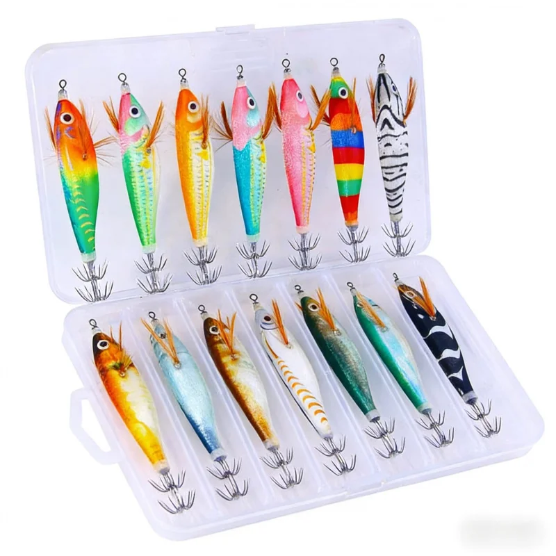 

14Only Luminous Wood Shrimp 9.5CM 9G Высокопрозрачная приманка для морской рыбалки с крючком для кальмара, специализированная для осьминогов