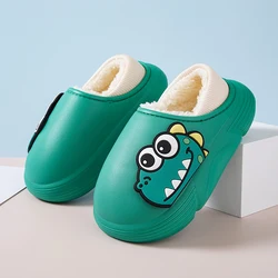 Winter Cotton Shoes for Kids Warm Home Plush Clogs Slippers Children Casual Slip Ons EVA Garden Shoes for Boys Girls