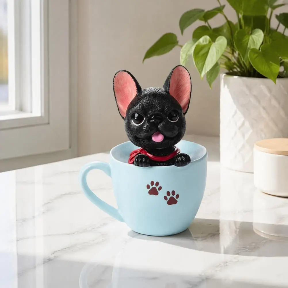 Cute Puppy Car Decor Resin Teddy Schnauzer Car Air Freshener Ornament Heat Resistant Dashboard Decor with Non-slip Mat Cute