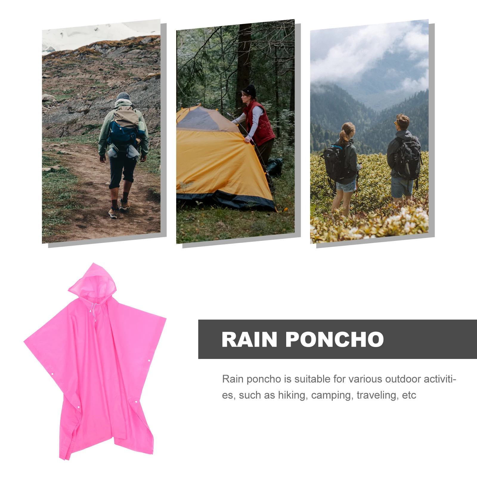 

2Pcs Adult Hooded Rain Ponchos Lightweight Portable Reusable Raincoat for Outdoor Hiking Camping Travel Raincoat with Hoods