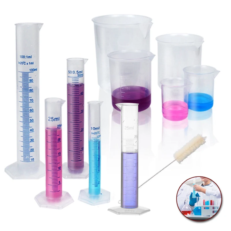 1/3pcs 10ml-1000ml Transparent Measuring Plastic Graduated Cylinder Plastic  Trial Test Liquid Tube Lab Tool