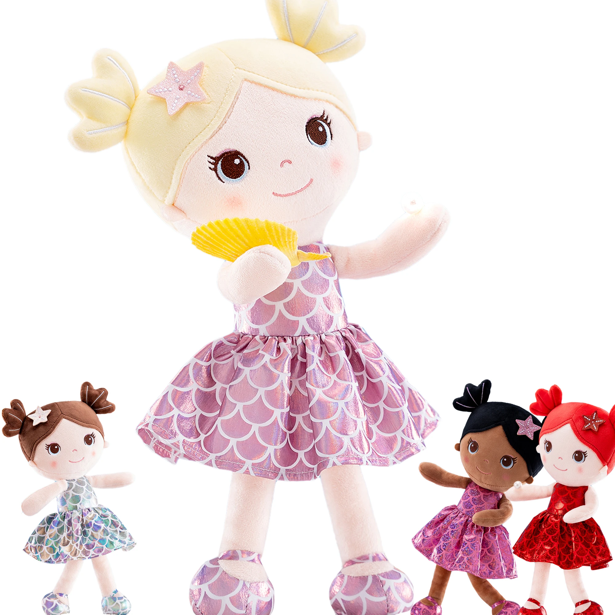 Gloveleya Baby Dolls curly girl glitter Soft Toys cloth toy for Baby's first Birthday Gift 30cm 2024 new arrival