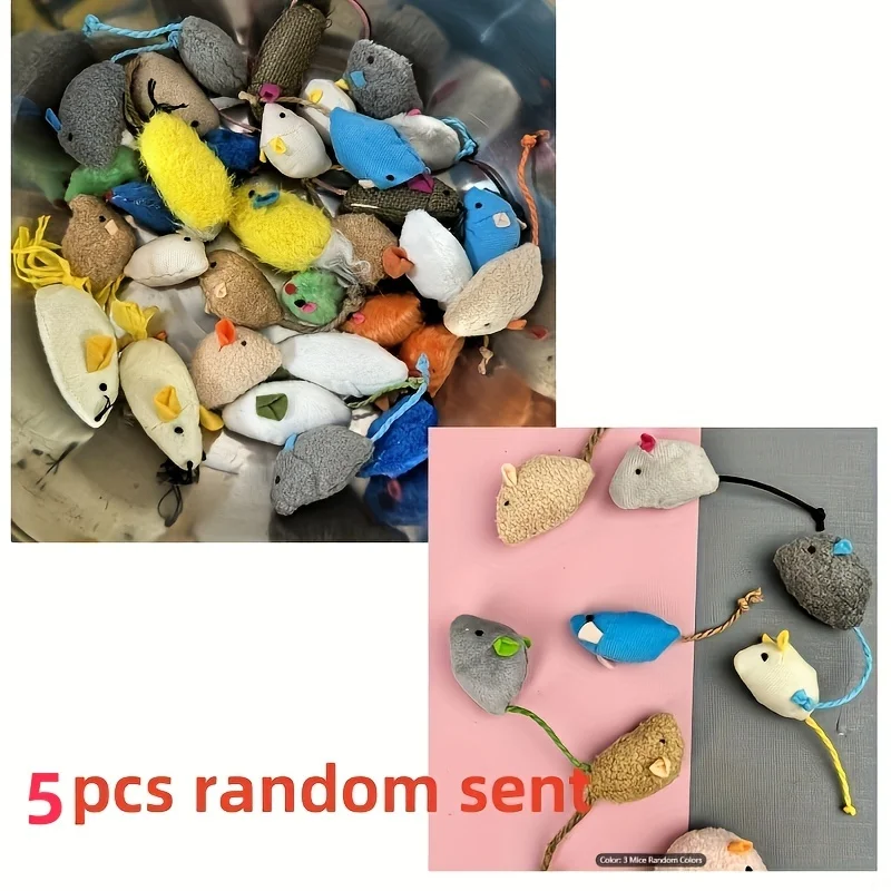 5pcs Mouse Shaped Plush Cat Toys Set, Amusing Cat Toys For Cat Interactive Accessories