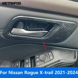 Accessories For Nissan X-trail Xtrail Rogue T33 2021 2022 2023 2024 Interior Carbon Fiber Door Handle Bowl Cover Trim Sticker