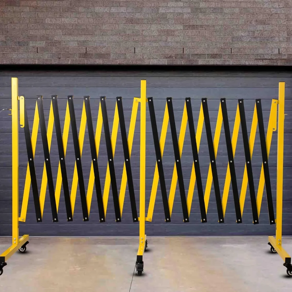 

23FT Traffic Barricade with Casters, Metal Expandable Barricade, Folding Security Gate, Retractable Fence Outdoor Barricade