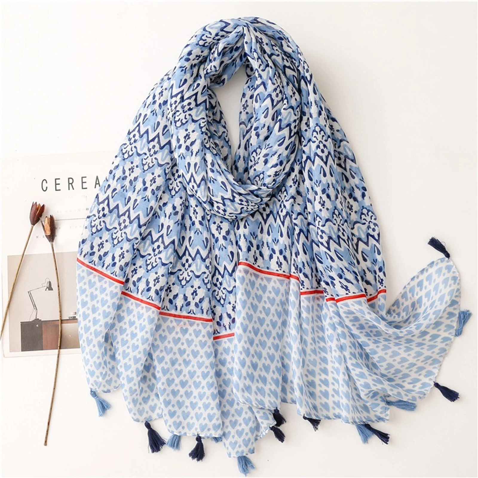 180 * 90cm Bandanna popular print beach towel Muslim headscarf outdoor cotton and linen scarf the four seasons warm tassel shawl