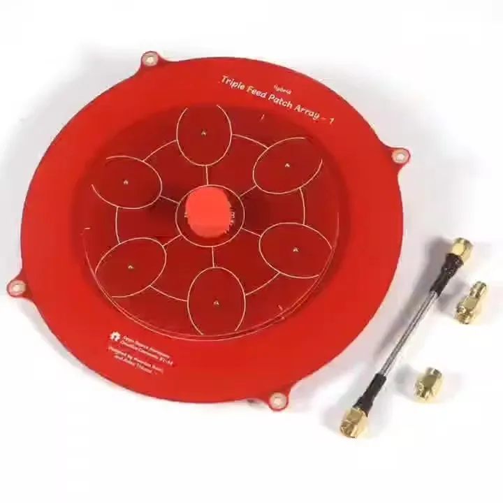 A5-150mm Triple Feed Patch 5.8GHz 14DBi Pagoda Array FPV Antenna Image Transmitter Flat Panel Antenna for FPV Drone Red
